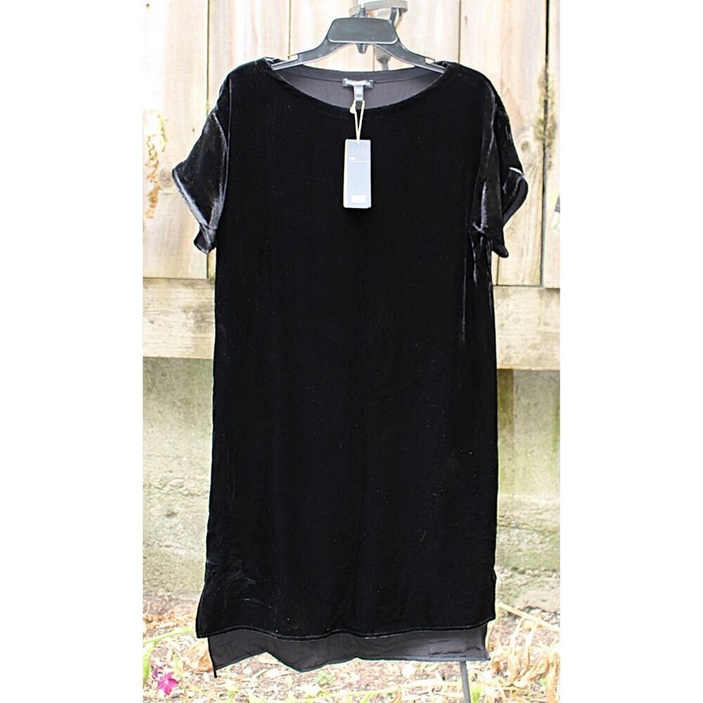 New w/Tags Eileen Fisher - Bateau Neck Velvet Shift Dress in Black, XS fits Med - Picture 11 of 12